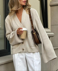 Celestia Relaxed V-Neck Knit Cardigan