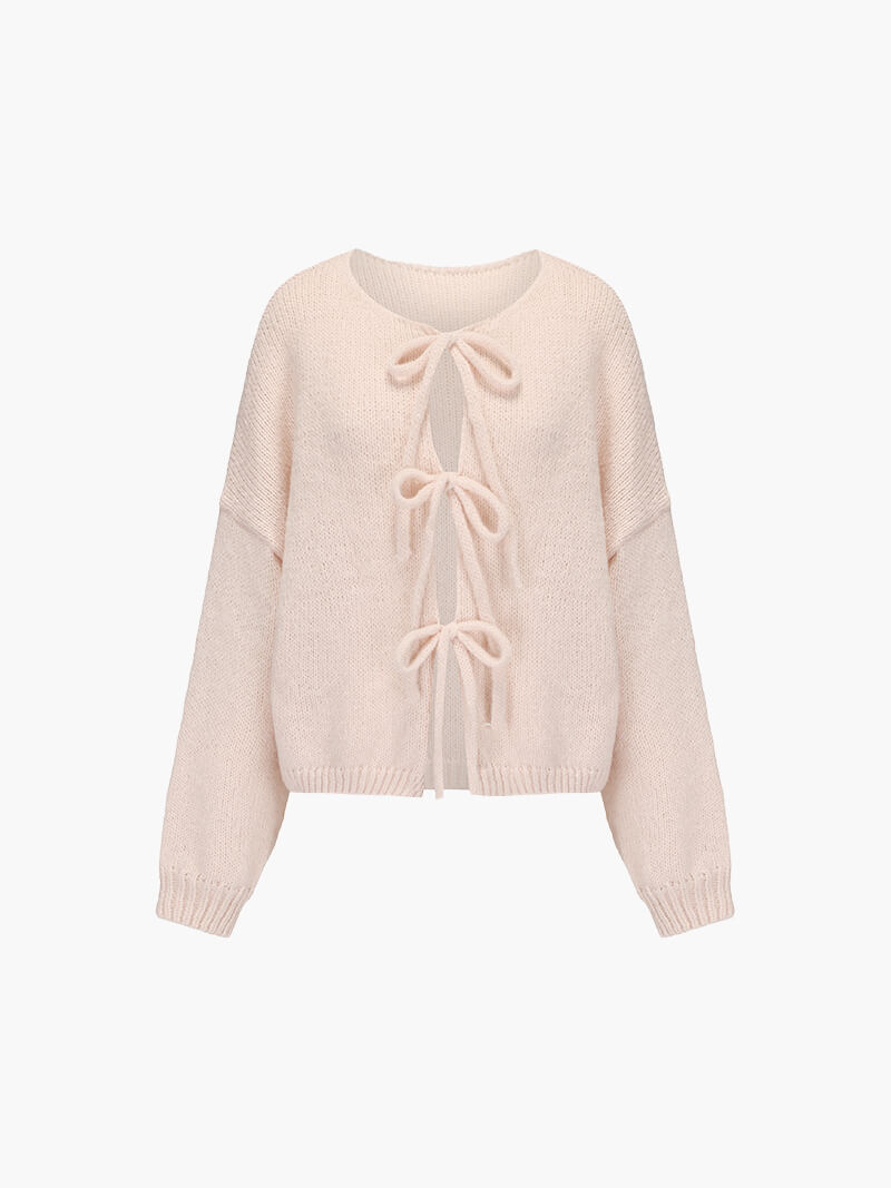 Emma Knit Cardigan with Bow Design 1