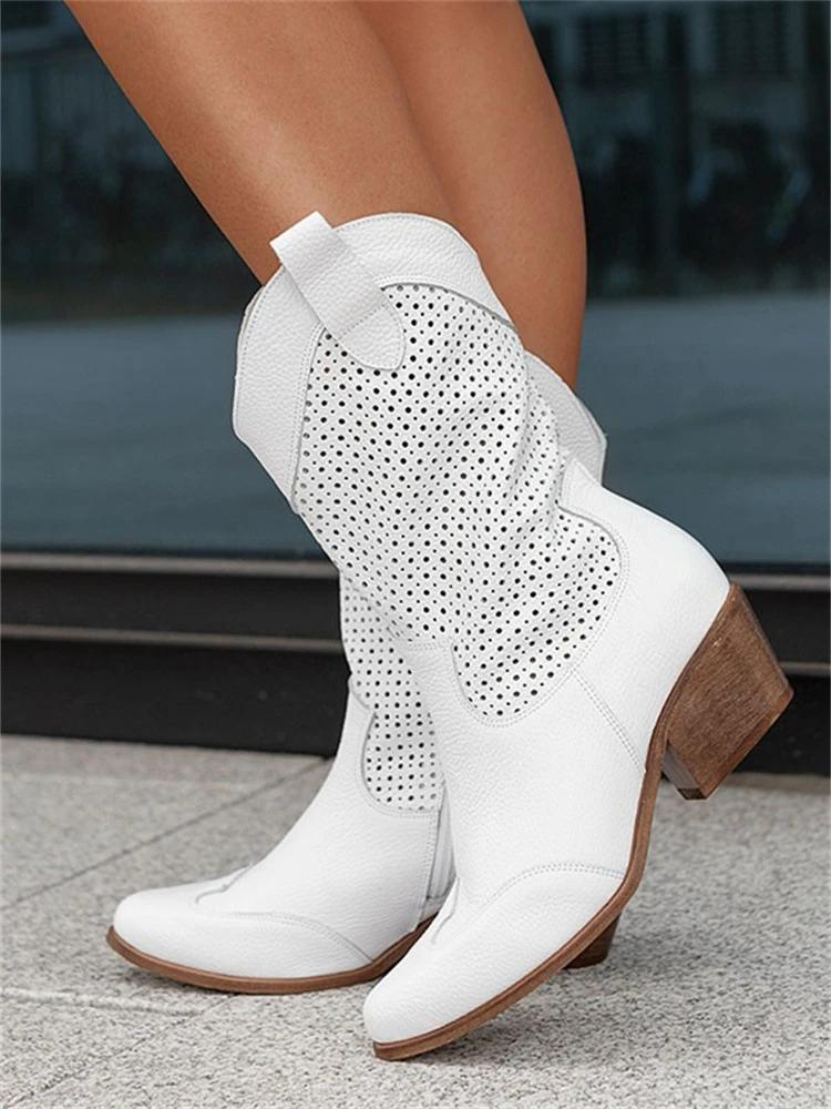 Soleia Perforated Western Cowboy Boots