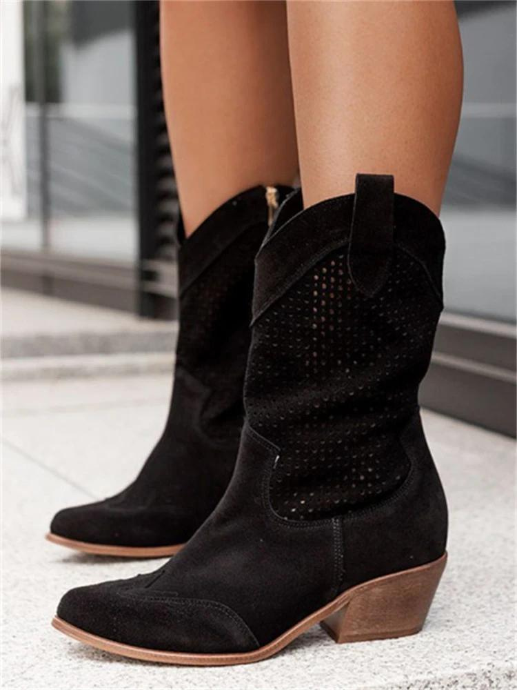 Soleia Perforated Western Cowboy Boots