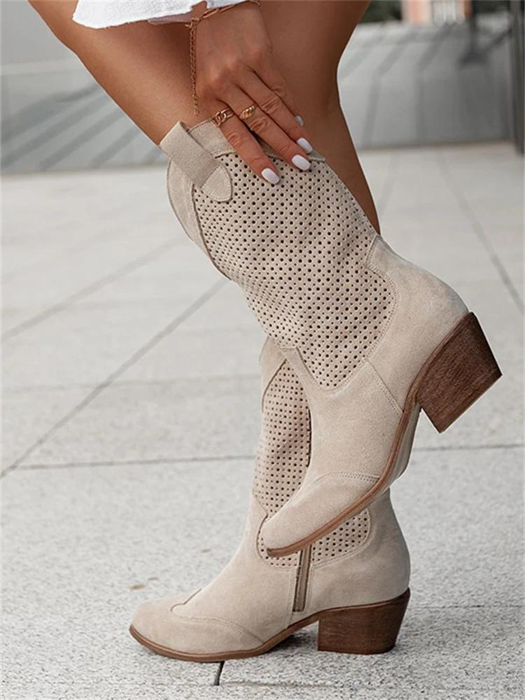 Soleia Perforated Western Cowboy Boots